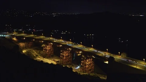 Golden Gate bridge exit at night - San Francisco Stock Footage 86355080