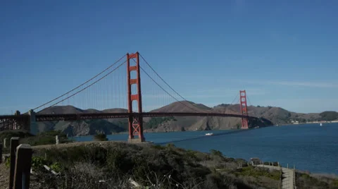 Golden Gate Bridge with ferry Stock Footage 34423193