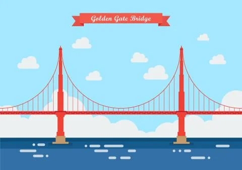 Golden Gate Bridge in flat style Stock Illustration