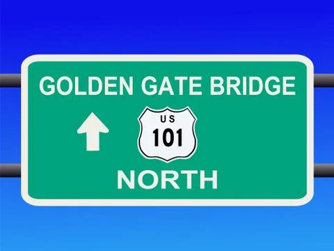 Golden gate bridge highway 101 sign Stock Illustration