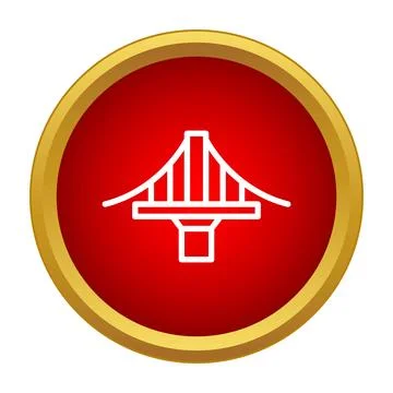 Golden gate bridge icon in red circle Stock Illustration