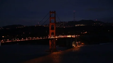 Golden Gate Bridge at Night Stock Footage 85816490