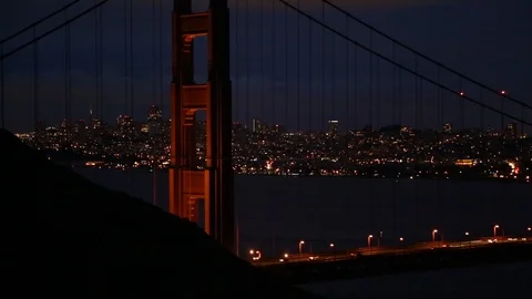 Golden Gate Bridge at Night Stock Footage 85816501