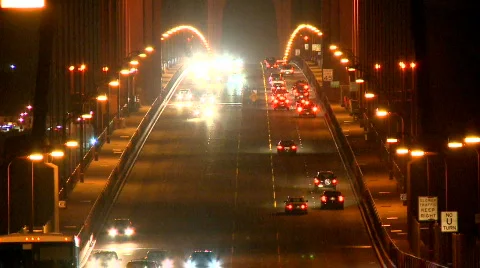 Golden Gate Bridge at night - Time Lapse Stock Footage