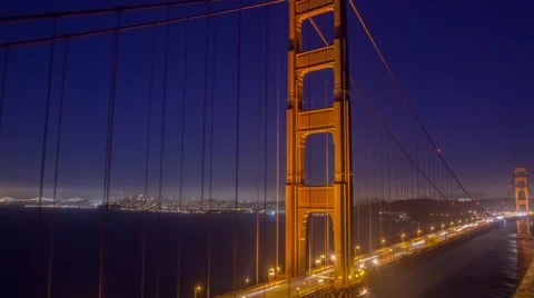 Golden Gate Bridge Night Timelapse on Marin Headlands Vídeo Stock 44061880