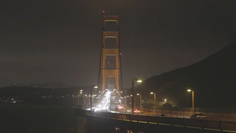 Golden Gate Bridge Night Wide ( C log + Graded) Stock Footage