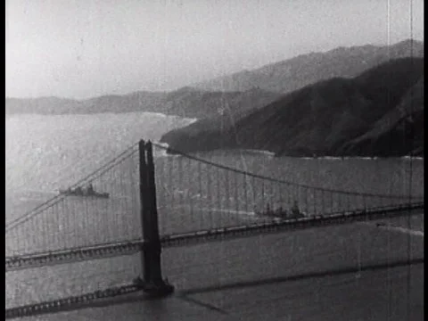 The Golden Gate Bridge opening in 1936 was an official vehicle parade, cars,ƒ Stock Footage 75291885
