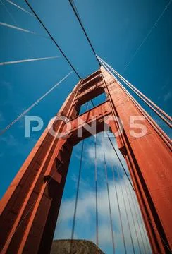 Golden gate bridge pillar Stock Photos