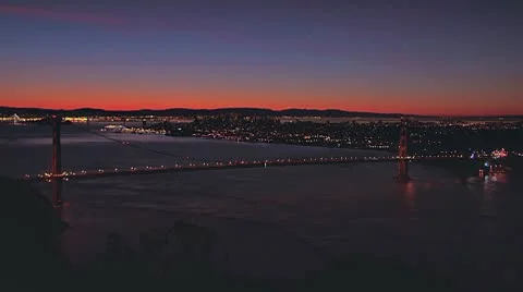 Golden Gate Bridge PreDawn over SF with Deeper Color Stock Footage 10753456