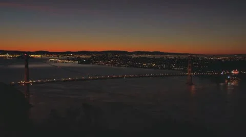 Golden Gate Bridge PreDawn over SF stage 1 Stock Footage 10753489