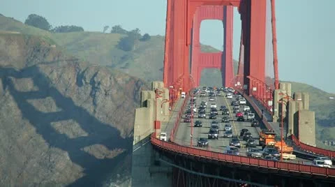 Golden Gate Bridge in San Francisco 24p commuter traffic cars Stock Footage