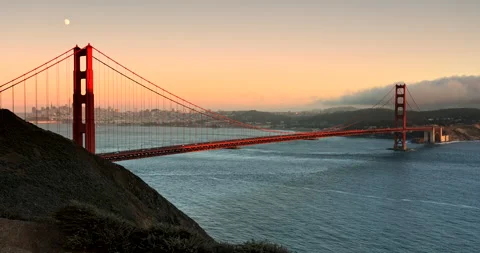 Golden Gate Bridge San Francisco California at dusk Stock Footage 266956653