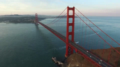 Golden Gate Bridge in San Fransisco, California, aerial shot Stock Footage