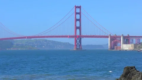The Golden Gate Bridge as seen from China Beach Stock Footage 80013331
