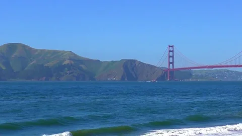 The Golden Gate Bridge as seen from China Beach Stock Footage 80022011