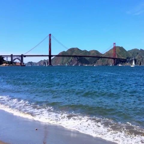 The Golden Gate Bridge as seen from Chrissy Field Video stock 69495280