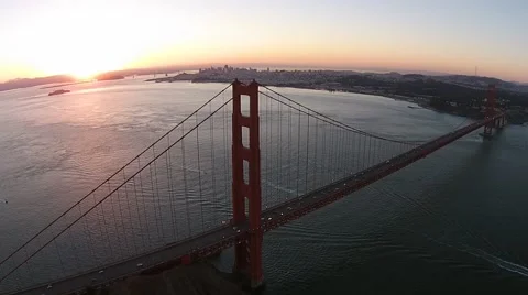 Golden Gate Bridge at Sunrise.MP4 Stock Footage