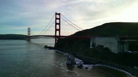 Golden Gate Bridge At Sunset, Ascent, Aerial Footage Stock Footage 273754522