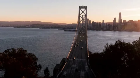Golden Gate Bridge at Sunset During Rush Hour, San Francisco, Hyperlapse Stock Footage 145450323