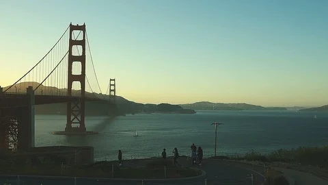 Golden Gate bridge sunset Stock Footage 86234510