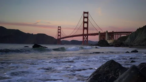 Golden Gate Bridge Sunset Video stock 123230341