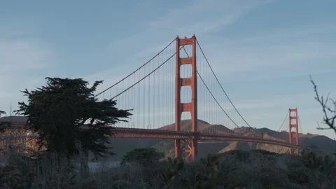 Golden Gate Bridge at sunset Stock Footage 344958844