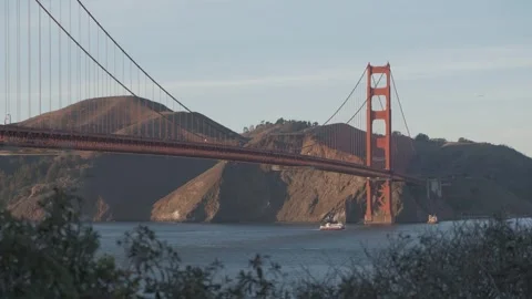 Golden Gate Bridge at sunset Stock Footage 344958863