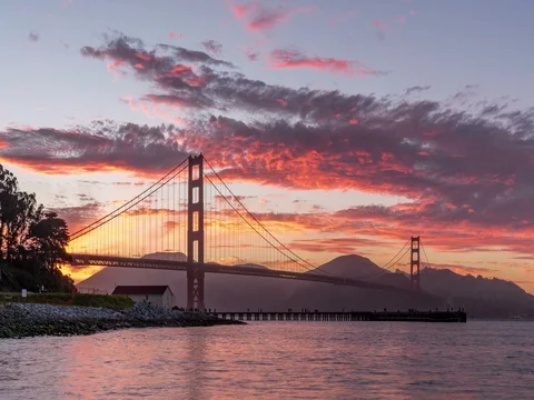 Golden Gate Bridge sunset timelapse Stock Footage 83319313