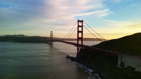 Golden Gate Bridge At Sunset, Timelapse, Aerial Footage Stock Footage 273754319