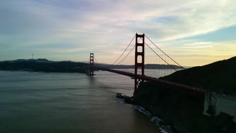 Golden Gate Bridge At Sunset, Timelapse, Aerial Footage Stock Footage 273754885