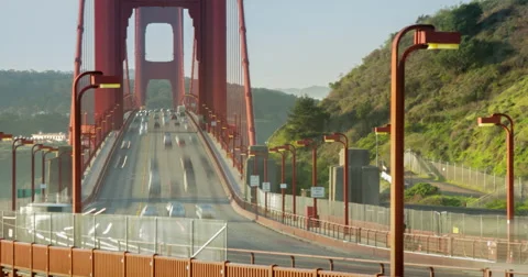 Golden Gate Bridge time-lapse with traffic driving. Stock Footage 47571435