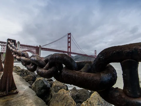 Golden Gate Bridge Timelapse Past Chain Stock Footage 73477191