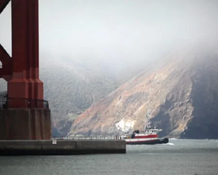 Golden Gate Bridge Tower Base With Fog Stock-Footage 8918440