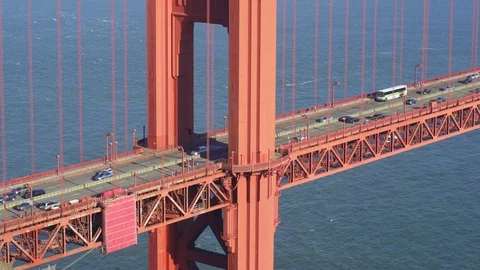 Golden Gate bridge traffic. Close up shot - San Francisco Stock Footage 86333776