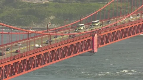 Golden Gate Bridge, traffic, overhead, close up Stock Footage 76320676