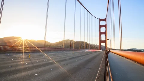 Golden Gate Bridge Traffic at Sunset Видео 87250437