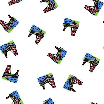 Golden gate bridge vector seamless pattern Stock Illustration
