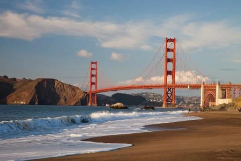 The golden gate bridge w the waves Stock Photos
