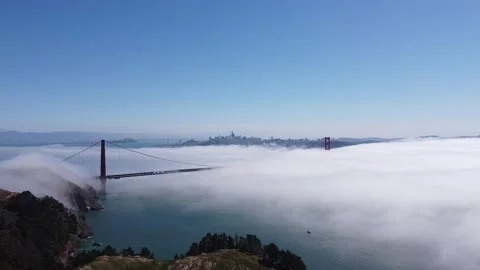 Golden Gate in clouds in San Francisco (drone view) Stock Footage 172539088