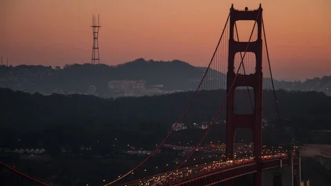 Golden Gate At Dusk Time Lapse Stock Footage 78717291