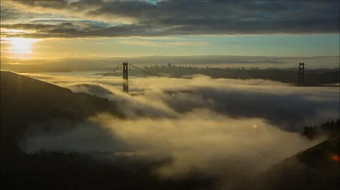 Golden Gate &amp; Fog Stock Footage 33203193