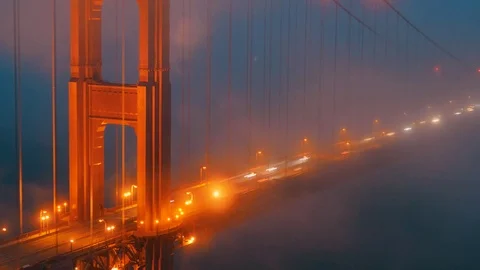 Golden Gate in the fog Video stock 79782917