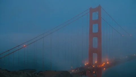 Golden Gate in the fog Видео 79783237