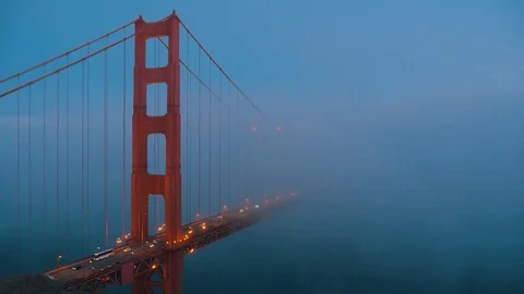 Golden Gate in the fog Stock Footage 79783327