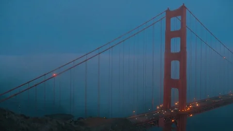 Golden Gate in the fog Видео 79783363