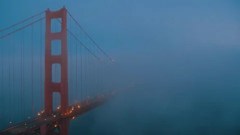 Golden Gate in the fog Stock-Footage 79783375