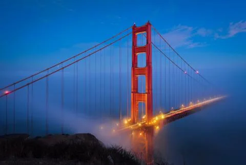 Golden Gate & Night Lights Stock Photos