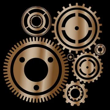 Golden gears background. Vector illustration. Stock Illustration