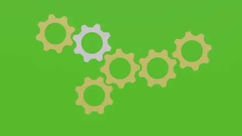 Golden gears on one side. the concept of a working mechanism Stock Footage 281356582