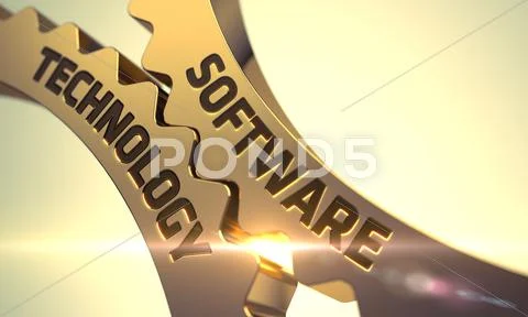 Golden Gears With Software Technology Concept